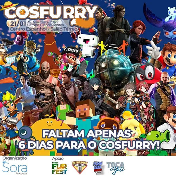 Faltam só seis dias para o Cosfurry e teremos muuitos jogos e brincadeiras para todos se divertirem! Ingressos antecipad...