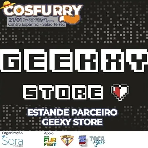Nosso próximo parceiro participante é a geekxystore com diversos produtos incríveis para vocês! Garanta já seu ingresso...