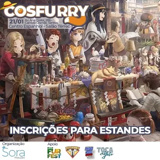 Vagas para lojistas disponíveis no Cosfurry! Para saber mais entre em contato no nosso inbox ou pelo email contato.sorap...