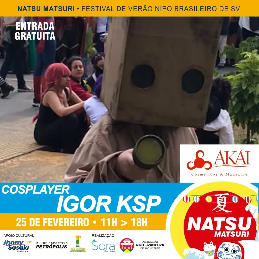 Mais um participante do nosso concurso cosplay que se inscreveu online, não perca dia 25 de fevereiro o Natsu Matsuri!
....
