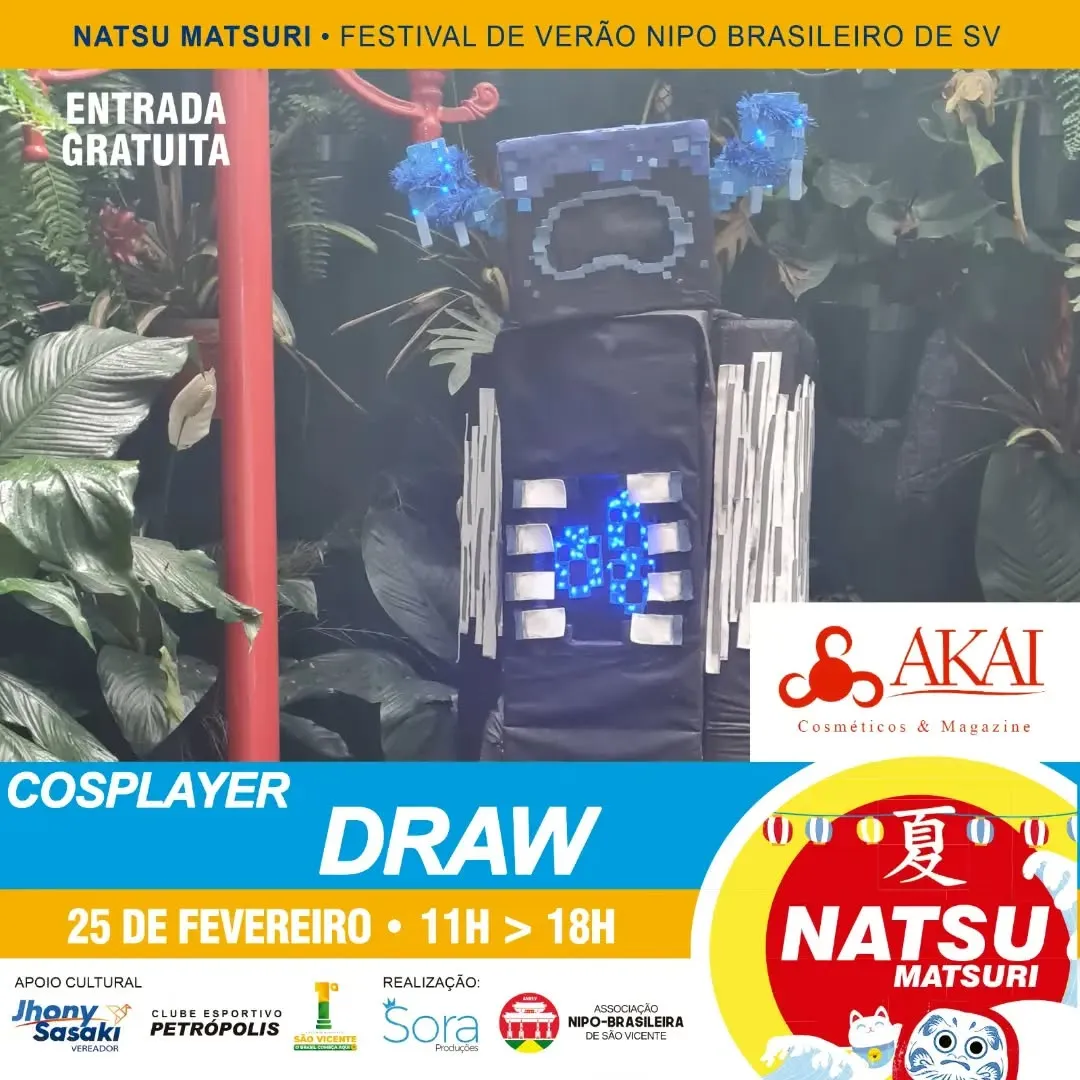 Mais um participante do nosso concurso cosplay que se inscreveu online, não perca dia 25 de fevereiro o Natsu Matsuri!
....