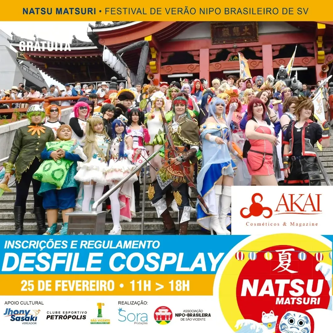 Atenção cosplayers, estão abertas as inscrições do concurso cosplay do Natsu Matsuri. O regulamento e o link das inscriç...